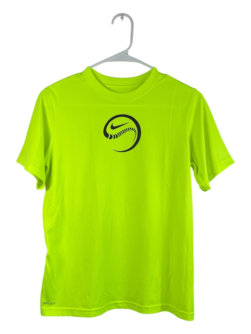 Youth Nike Neon Green Crewneck Baseball Softball Graphic Athletic Tee